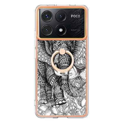 YB IMD Series-20 Style D for Xiaomi Poco X6 Pro 5G / Redmi K70E 5G Case 2.0mm TPU Shelwith Ring Kickstand