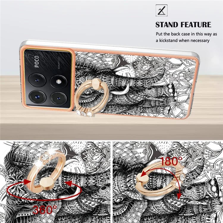 YB IMD Series-20 Style D for Xiaomi Poco X6 Pro 5G / Redmi K70E 5G Case 2.0mm TPU Shelwith Ring Kickstand