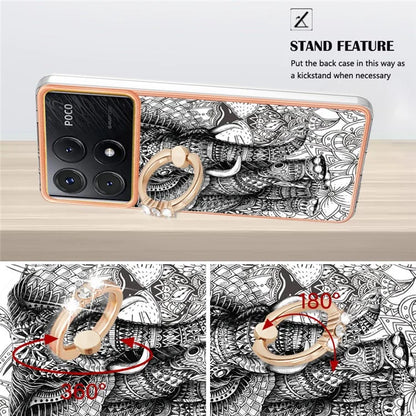 YB IMD Series-20 Style D for Xiaomi Poco X6 Pro 5G / Redmi K70E 5G Case 2.0mm TPU Shelwith Ring Kickstand