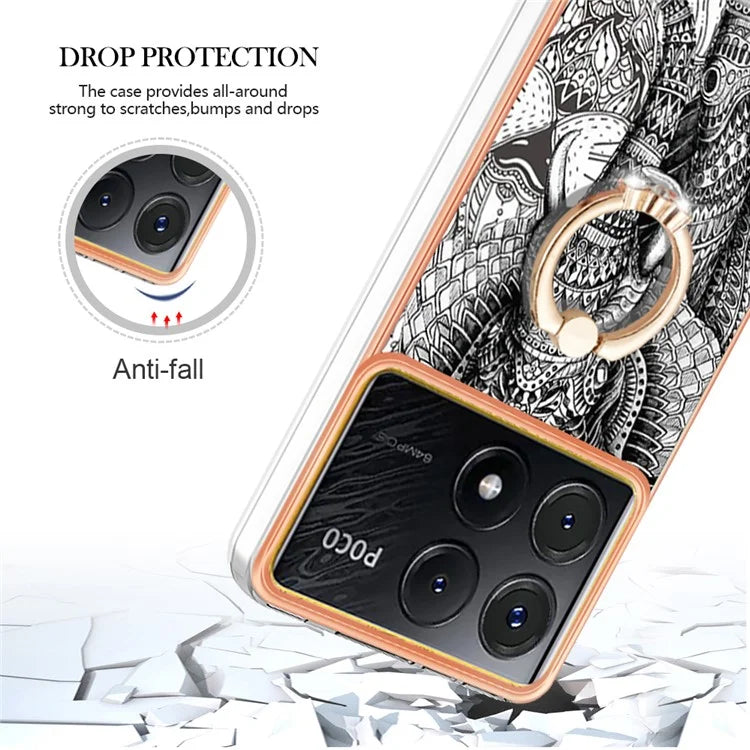 YB IMD Series-20 Style D for Xiaomi Poco X6 Pro 5G / Redmi K70E 5G Case 2.0mm TPU Shelwith Ring Kickstand