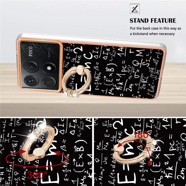 YB IMD Series-20 Style D for Xiaomi Poco X6 Pro 5G / Redmi K70E 5G Case 2.0mm TPU Shelwith Ring Kickstand
