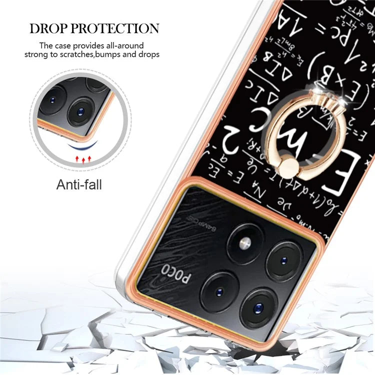 YB IMD Series-20 Style D for Xiaomi Poco X6 Pro 5G / Redmi K70E 5G Case 2.0mm TPU Shelwith Ring Kickstand