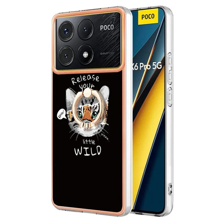 YB IMD Series-20 Style D for Xiaomi Poco X6 Pro 5G / Redmi K70E 5G Case 2.0mm TPU Shelwith Ring Kickstand