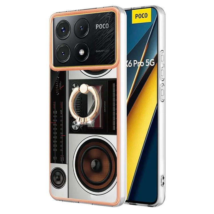 YB IMD Series-20 Style D for Xiaomi Poco X6 Pro 5G / Redmi K70E 5G Case 2.0mm TPU Shelwith Ring Kickstand