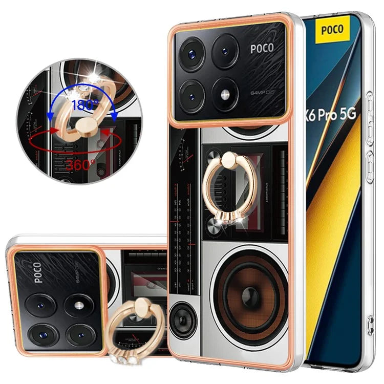 YB IMD Series-20 Style D for Xiaomi Poco X6 Pro 5G / Redmi K70E 5G Case 2.0mm TPU Shelwith Ring Kickstand