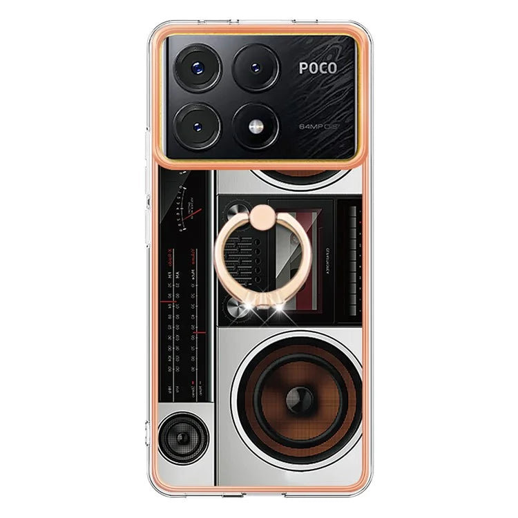 YB IMD Series-20 Style D for Xiaomi Poco X6 Pro 5G / Redmi K70E 5G Case 2.0mm TPU Shelwith Ring Kickstand