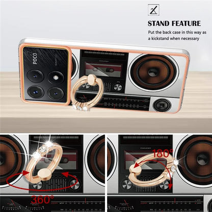 YB IMD Series-20 Style D for Xiaomi Poco X6 Pro 5G / Redmi K70E 5G Case 2.0mm TPU Shelwith Ring Kickstand