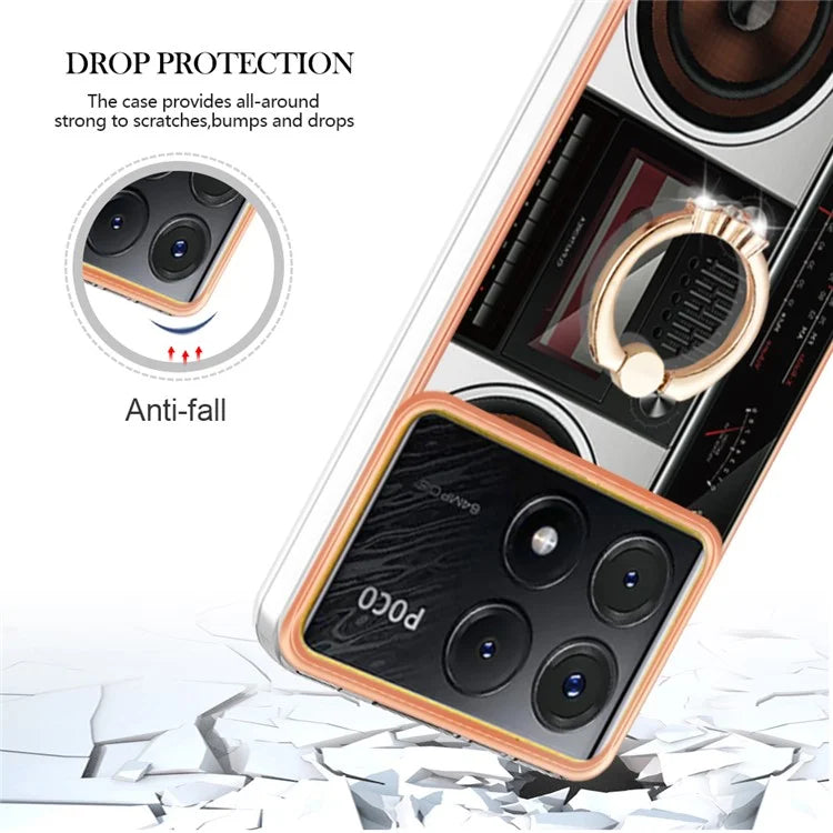 YB IMD Series-20 Style D for Xiaomi Poco X6 Pro 5G / Redmi K70E 5G Case 2.0mm TPU Shelwith Ring Kickstand