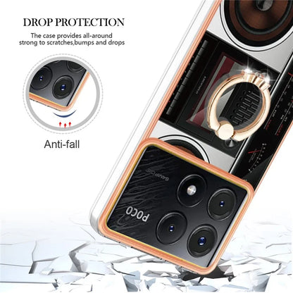YB IMD Series-20 Style D for Xiaomi Poco X6 Pro 5G / Redmi K70E 5G Case 2.0mm TPU Shelwith Ring Kickstand