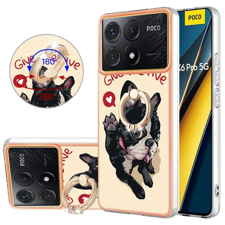YB IMD Series-20 Style D for Xiaomi Poco X6 Pro 5G / Redmi K70E 5G Case 2.0mm TPU Shelwith Ring Kickstand