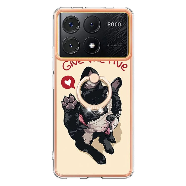 YB IMD Series-20 Style D for Xiaomi Poco X6 Pro 5G / Redmi K70E 5G Case 2.0mm TPU Shelwith Ring Kickstand