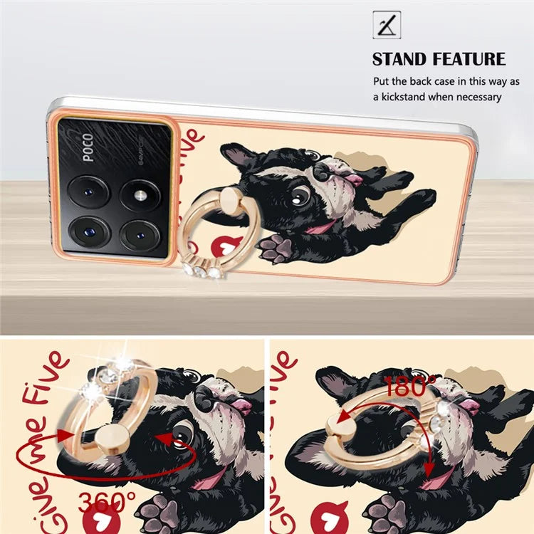 YB IMD Series-20 Style D for Xiaomi Poco X6 Pro 5G / Redmi K70E 5G Case 2.0mm TPU Shelwith Ring Kickstand