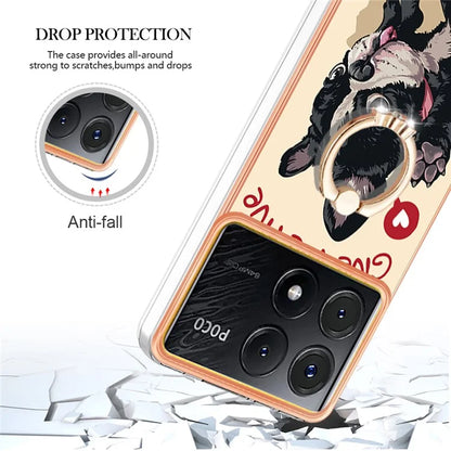 YB IMD Series-20 Style D for Xiaomi Poco X6 Pro 5G / Redmi K70E 5G Case 2.0mm TPU Shelwith Ring Kickstand