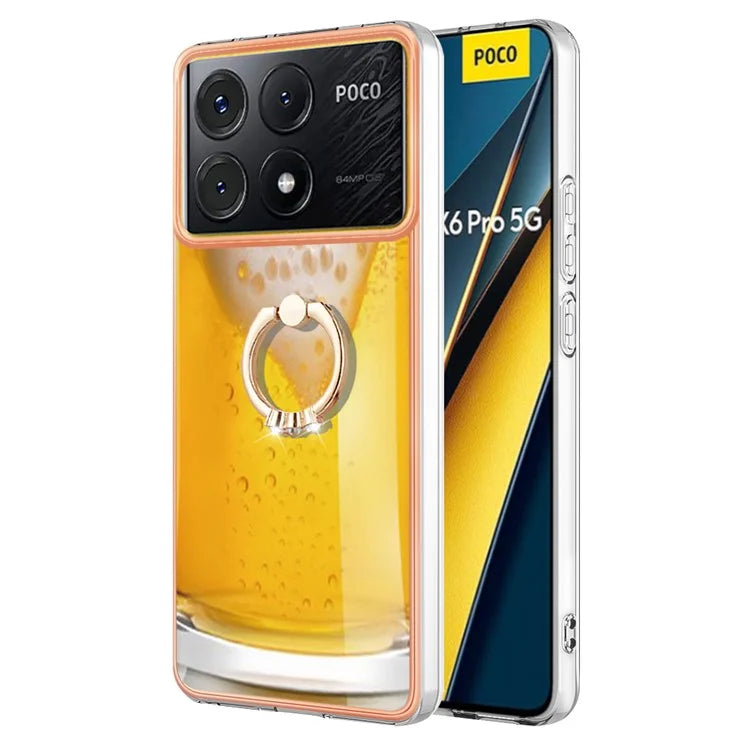 YB IMD Series-20 Style D for Xiaomi Poco X6 Pro 5G / Redmi K70E 5G Case 2.0mm TPU Shelwith Ring Kickstand