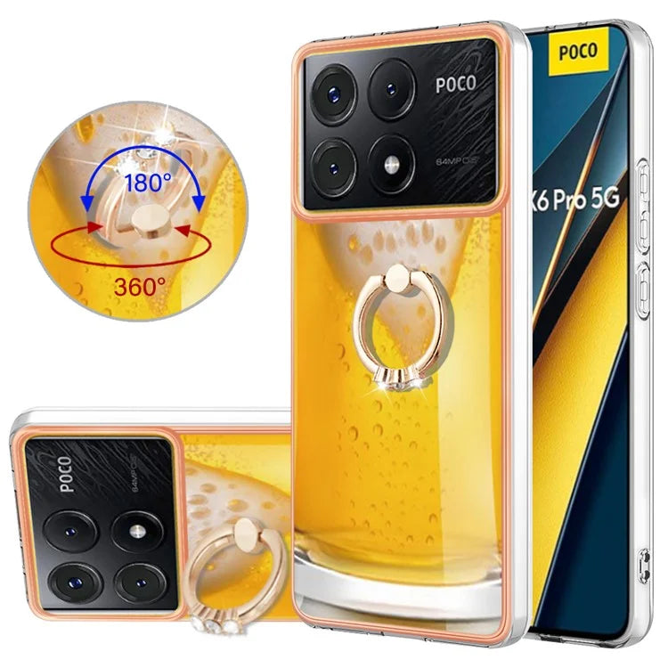 YB IMD Series-20 Style D for Xiaomi Poco X6 Pro 5G / Redmi K70E 5G Case 2.0mm TPU Shelwith Ring Kickstand