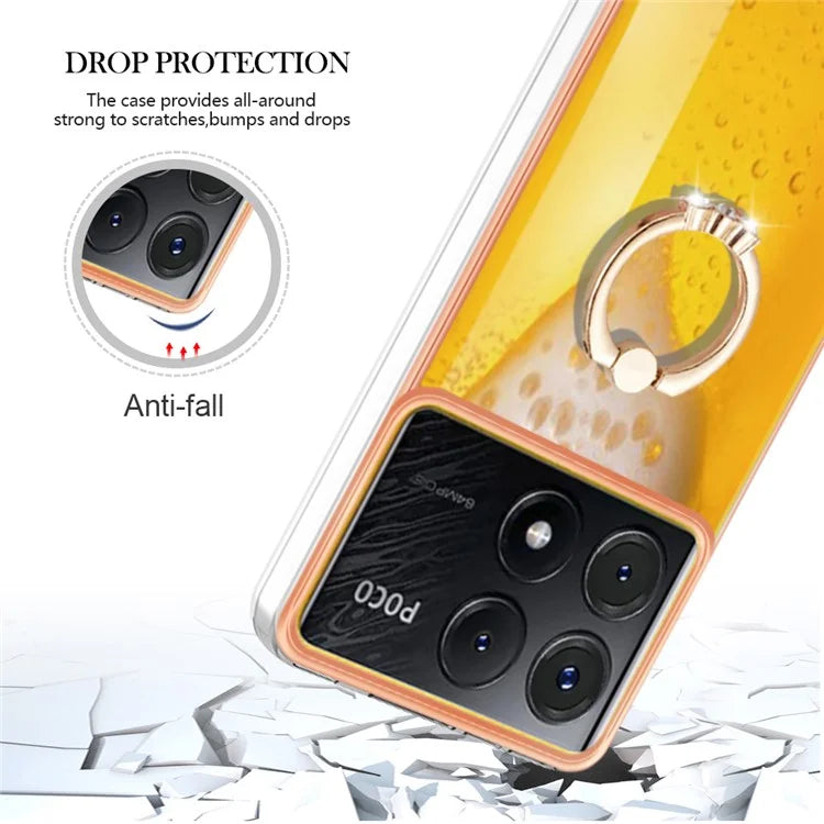 YB IMD Series-20 Style D for Xiaomi Poco X6 Pro 5G / Redmi K70E 5G Case 2.0mm TPU Shelwith Ring Kickstand