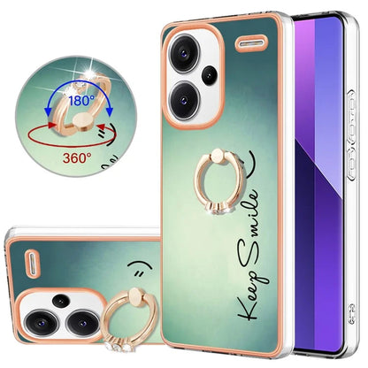 YB IMD Series-20 Style D for Xiaomi Redmi Note 13 Pro+ 5G Case with Ring Holder 2.0mm TPU Gold Edge Phone Cover