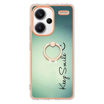 YB IMD Series-20 Style D for Xiaomi Redmi Note 13 Pro+ 5G Case with Ring Holder 2.0mm TPU Gold Edge Phone Cover