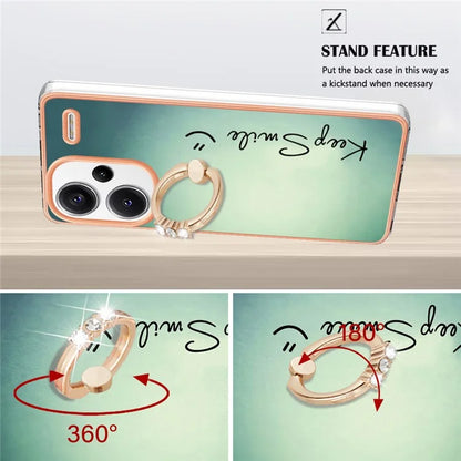 YB IMD Series-20 Style D for Xiaomi Redmi Note 13 Pro+ 5G Case with Ring Holder 2.0mm TPU Gold Edge Phone Cover