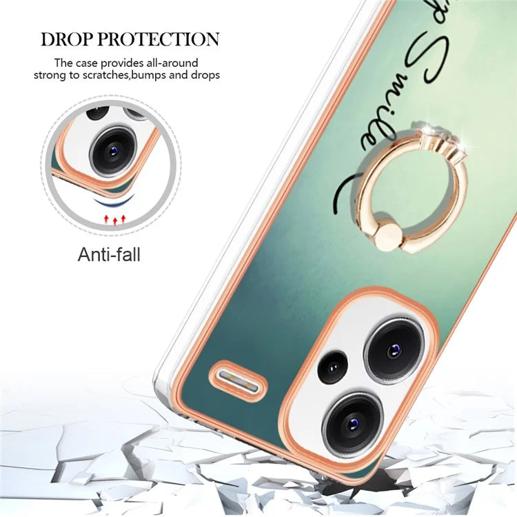 YB IMD Series-20 Style D for Xiaomi Redmi Note 13 Pro+ 5G Case with Ring Holder 2.0mm TPU Gold Edge Phone Cover