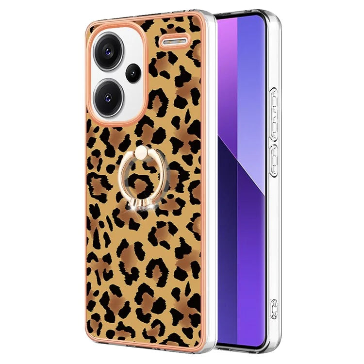 YB IMD Series-20 Style D for Xiaomi Redmi Note 13 Pro+ 5G Case with Ring Holder 2.0mm TPU Gold Edge Phone Cover