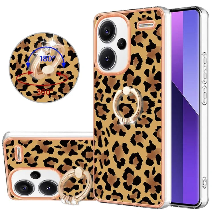 YB IMD Series-20 Style D for Xiaomi Redmi Note 13 Pro+ 5G Case with Ring Holder 2.0mm TPU Gold Edge Phone Cover