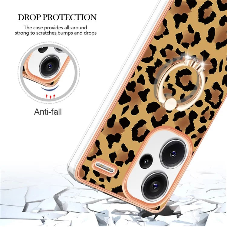 YB IMD Series-20 Style D for Xiaomi Redmi Note 13 Pro+ 5G Case with Ring Holder 2.0mm TPU Gold Edge Phone Cover
