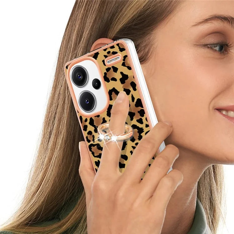 YB IMD Series-20 Style D for Xiaomi Redmi Note 13 Pro+ 5G Case with Ring Holder 2.0mm TPU Gold Edge Phone Cover
