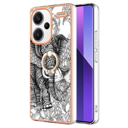 YB IMD Series-20 Style D for Xiaomi Redmi Note 13 Pro+ 5G Case with Ring Holder 2.0mm TPU Gold Edge Phone Cover
