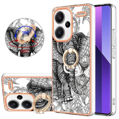 YB IMD Series-20 Style D for Xiaomi Redmi Note 13 Pro+ 5G Case with Ring Holder 2.0mm TPU Gold Edge Phone Cover
