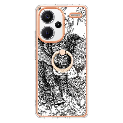 YB IMD Series-20 Style D for Xiaomi Redmi Note 13 Pro+ 5G Case with Ring Holder 2.0mm TPU Gold Edge Phone Cover