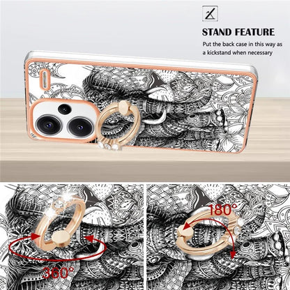 YB IMD Series-20 Style D for Xiaomi Redmi Note 13 Pro+ 5G Case with Ring Holder 2.0mm TPU Gold Edge Phone Cover