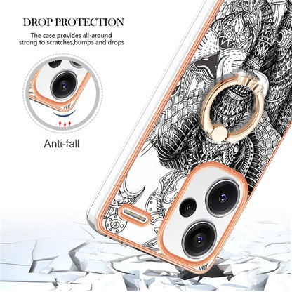 YB IMD Series-20 Style D for Xiaomi Redmi Note 13 Pro+ 5G Case with Ring Holder 2.0mm TPU Gold Edge Phone Cover