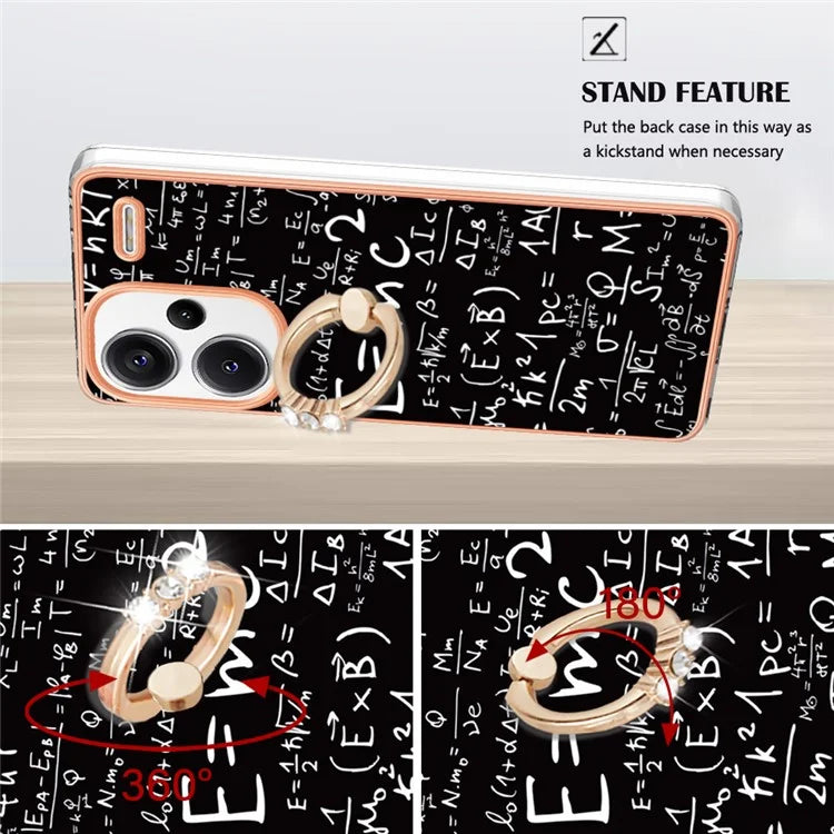 YB IMD Series-20 Style D for Xiaomi Redmi Note 13 Pro+ 5G Case with Ring Holder 2.0mm TPU Gold Edge Phone Cover