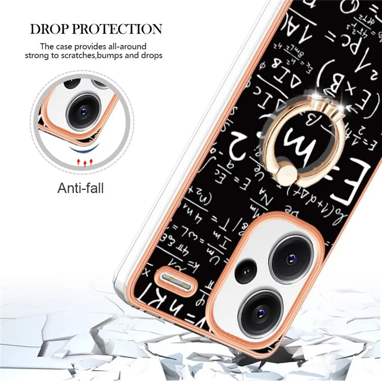 YB IMD Series-20 Style D for Xiaomi Redmi Note 13 Pro+ 5G Case with Ring Holder 2.0mm TPU Gold Edge Phone Cover