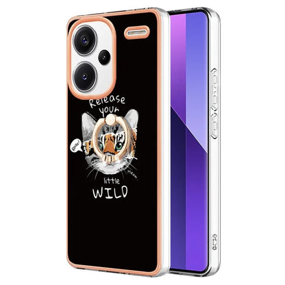 YB IMD Series-20 Style D for Xiaomi Redmi Note 13 Pro+ 5G Case with Ring Holder 2.0mm TPU Gold Edge Phone Cover
