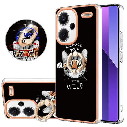 YB IMD Series-20 Style D for Xiaomi Redmi Note 13 Pro+ 5G Case with Ring Holder 2.0mm TPU Gold Edge Phone Cover