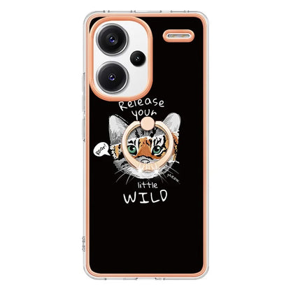 YB IMD Series-20 Style D for Xiaomi Redmi Note 13 Pro+ 5G Case with Ring Holder 2.0mm TPU Gold Edge Phone Cover