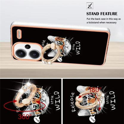 YB IMD Series-20 Style D for Xiaomi Redmi Note 13 Pro+ 5G Case with Ring Holder 2.0mm TPU Gold Edge Phone Cover
