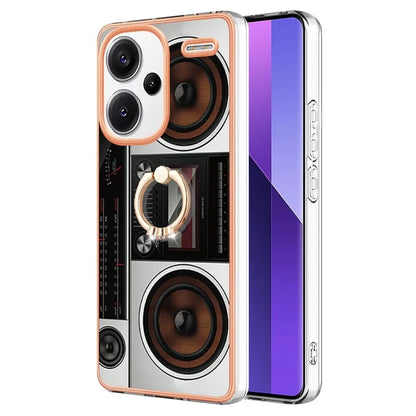 YB IMD Series-20 Style D for Xiaomi Redmi Note 13 Pro+ 5G Case with Ring Holder 2.0mm TPU Gold Edge Phone Cover
