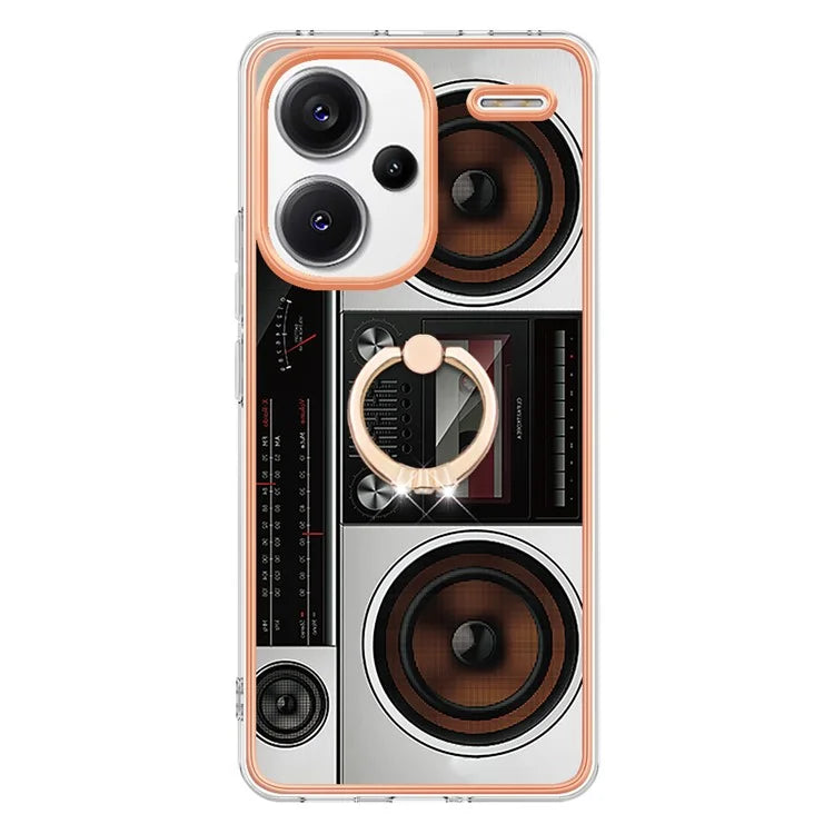 YB IMD Series-20 Style D for Xiaomi Redmi Note 13 Pro+ 5G Case with Ring Holder 2.0mm TPU Gold Edge Phone Cover