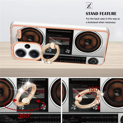 YB IMD Series-20 Style D for Xiaomi Redmi Note 13 Pro+ 5G Case with Ring Holder 2.0mm TPU Gold Edge Phone Cover