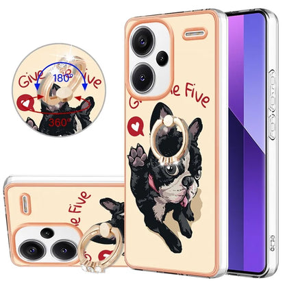 YB IMD Series-20 Style D for Xiaomi Redmi Note 13 Pro+ 5G Case with Ring Holder 2.0mm TPU Gold Edge Phone Cover