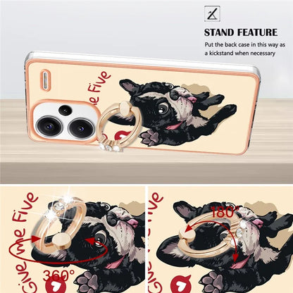 YB IMD Series-20 Style D for Xiaomi Redmi Note 13 Pro+ 5G Case with Ring Holder 2.0mm TPU Gold Edge Phone Cover