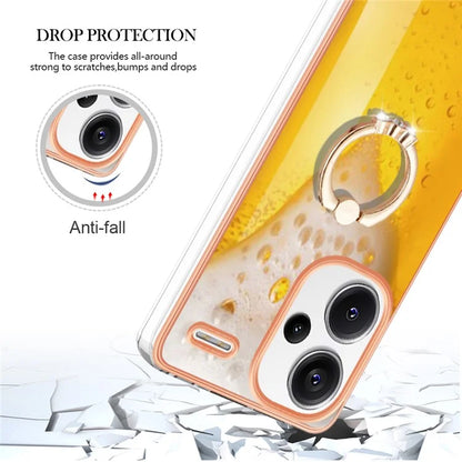 YB IMD Series-20 Style D for Xiaomi Redmi Note 13 Pro+ 5G Case with Ring Holder 2.0mm TPU Gold Edge Phone Cover