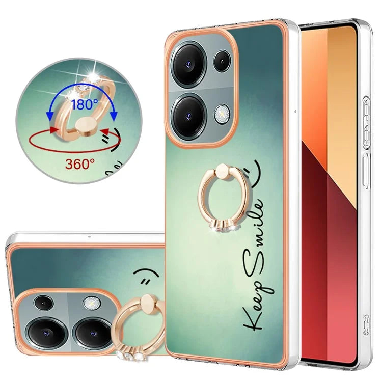 YB IMD Series-20 Style D for Xiaomi Redmi Note 13 Pro 4G / Poco M6 Pro 4G TPU Case Ring Kickstand 2.0mm Back Cover