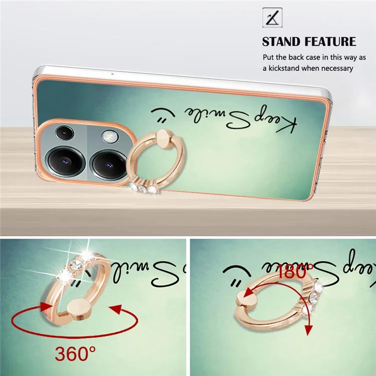 YB IMD Series-20 Style D for Xiaomi Redmi Note 13 Pro 4G / Poco M6 Pro 4G TPU Case Ring Kickstand 2.0mm Back Cover