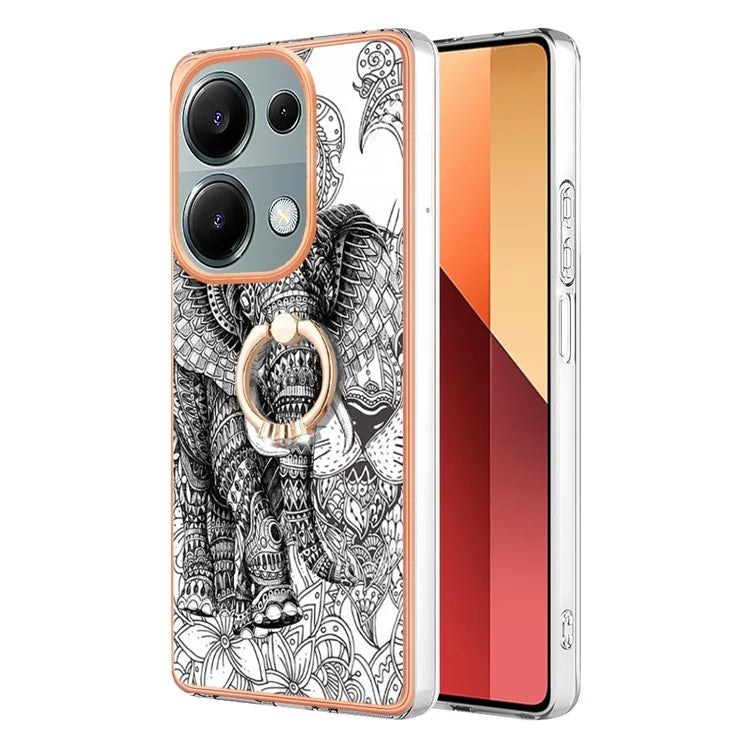 YB IMD Series-20 Style D for Xiaomi Redmi Note 13 Pro 4G / Poco M6 Pro 4G TPU Case Ring Kickstand 2.0mm Back Cover