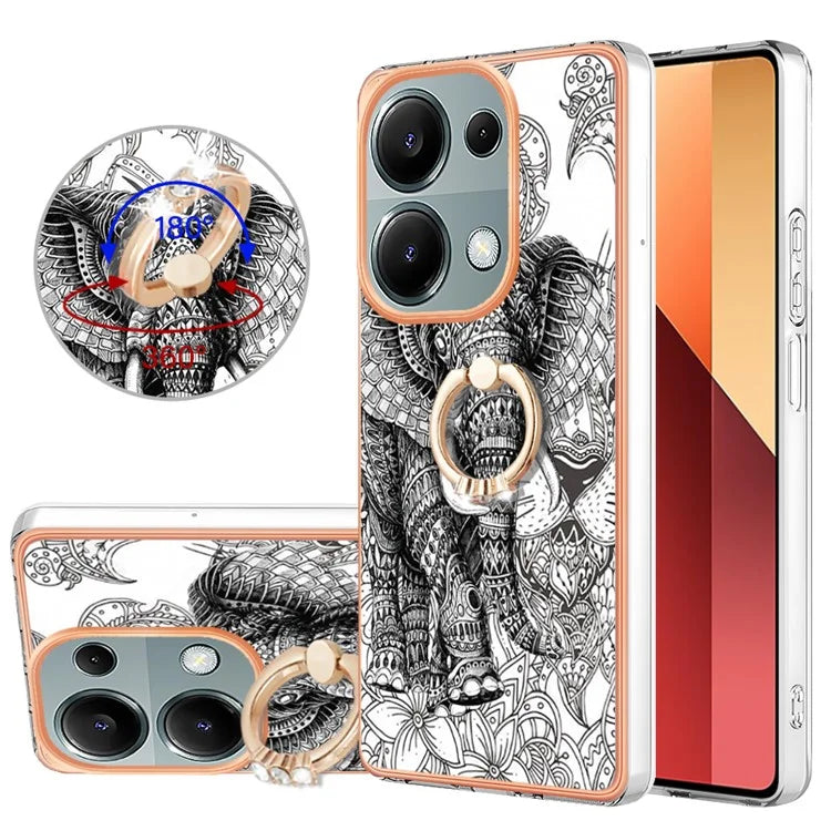 YB IMD Series-20 Style D for Xiaomi Redmi Note 13 Pro 4G / Poco M6 Pro 4G TPU Case Ring Kickstand 2.0mm Back Cover