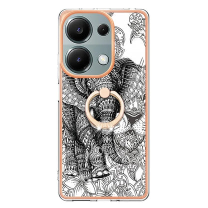 YB IMD Series-20 Style D for Xiaomi Redmi Note 13 Pro 4G / Poco M6 Pro 4G TPU Case Ring Kickstand 2.0mm Back Cover